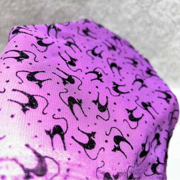 Halloween Fabric sheer purple glittery diamond scaredy cat 56" x 46" - Picture 6 of 6